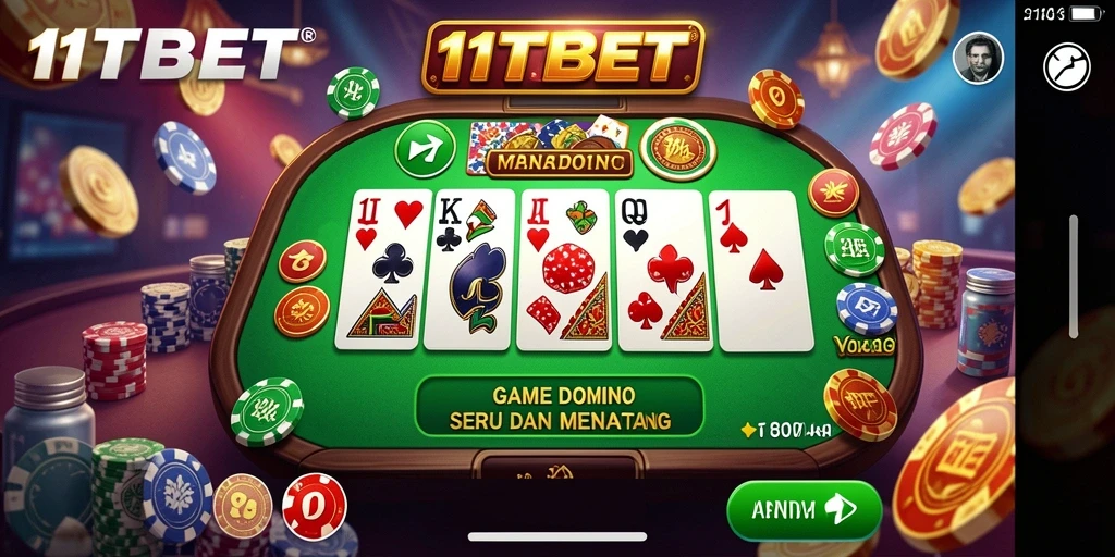 Tampilan gameplay seru dalam 11TBET saat bermain Domino.
