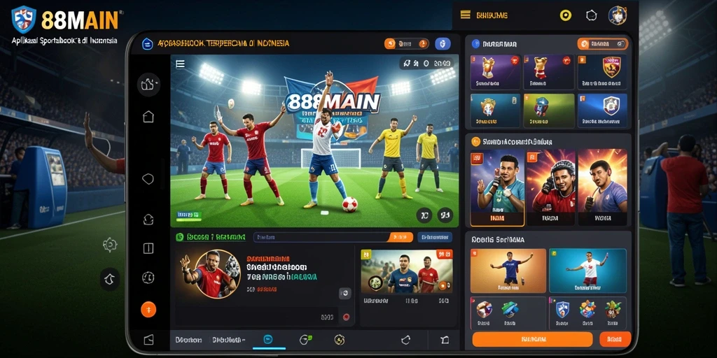 Tampilan gameplay aplikasi Sportsbook 88MAIN dengan berbagai opsi taruhan.