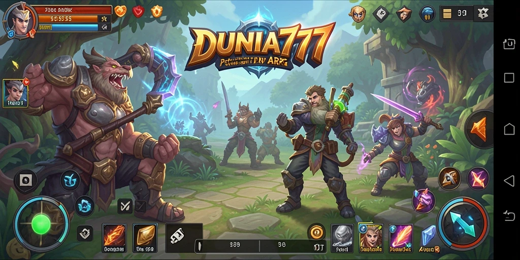 Screenshot utama DUNIA777 menampilkan aksi seru dalam gameplay ARPG.
