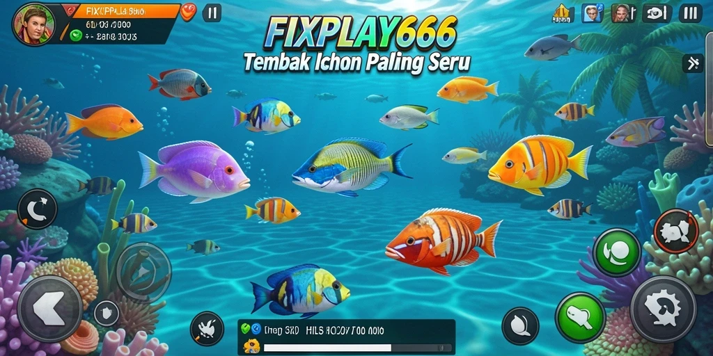 Screenshot gameplay FIXPLAY666 yang menunjukkan aksi menembak ikan.