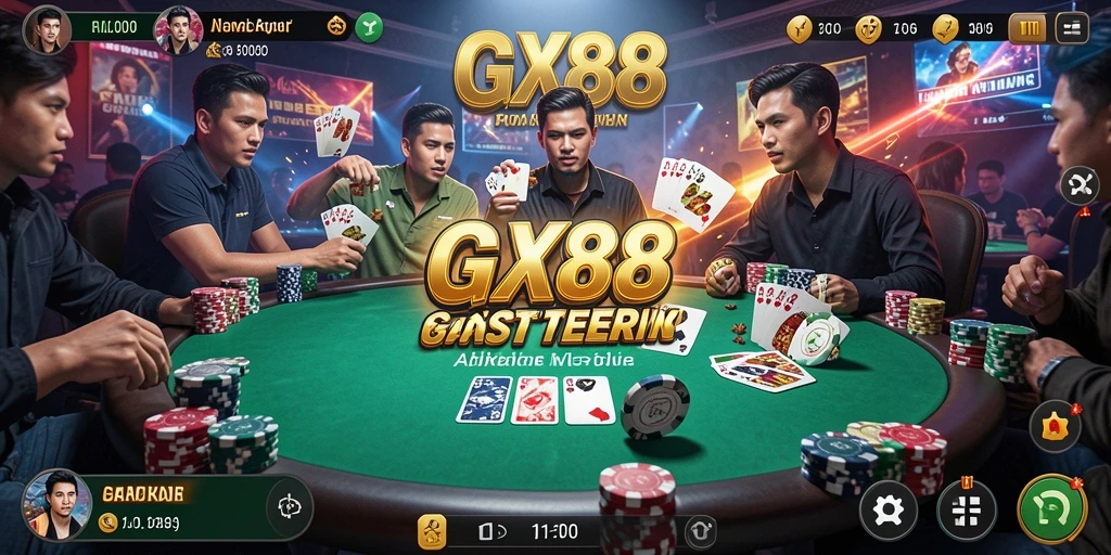 Tampilan gameplay menarik dari GX88 dalam permainan Poker.