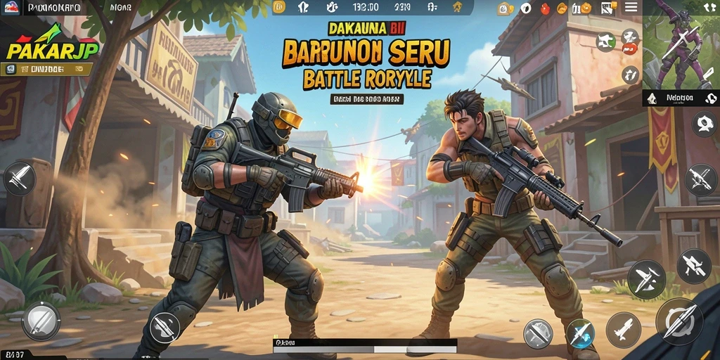 Tangkapan layar seru dari pertempuran di PAKARJP, menunjukkan aksi Battle Royale yang mendebarkan.