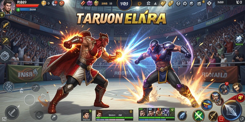 Gameplay RI889 menampilkan pertarungan seru dengan karakter unik dan teknik bertarung.