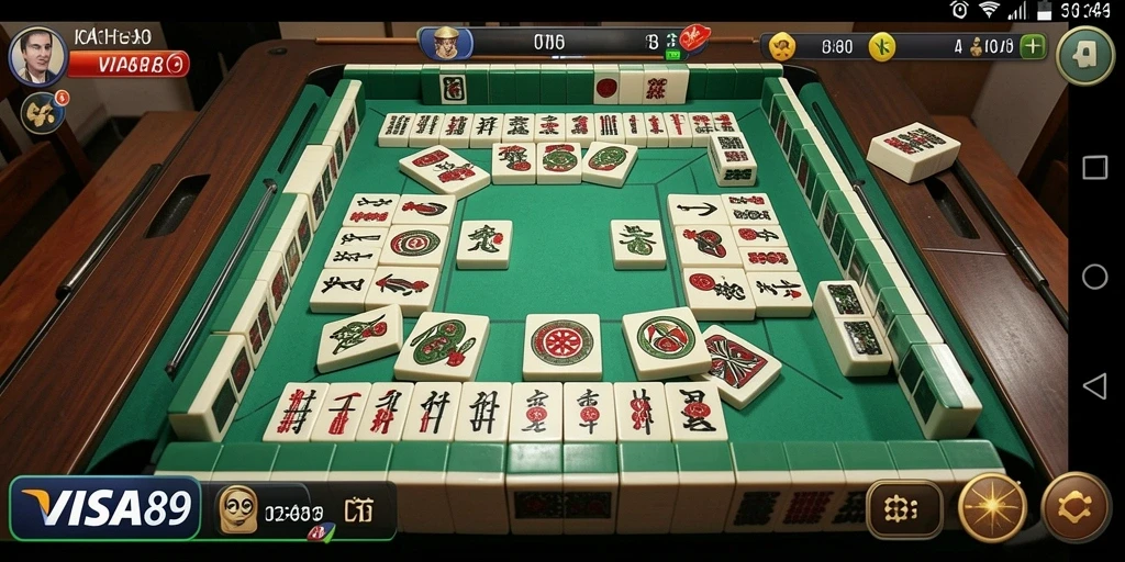 Screenshot utama VISA89 menampilkan gameplay Mahjong yang seru.